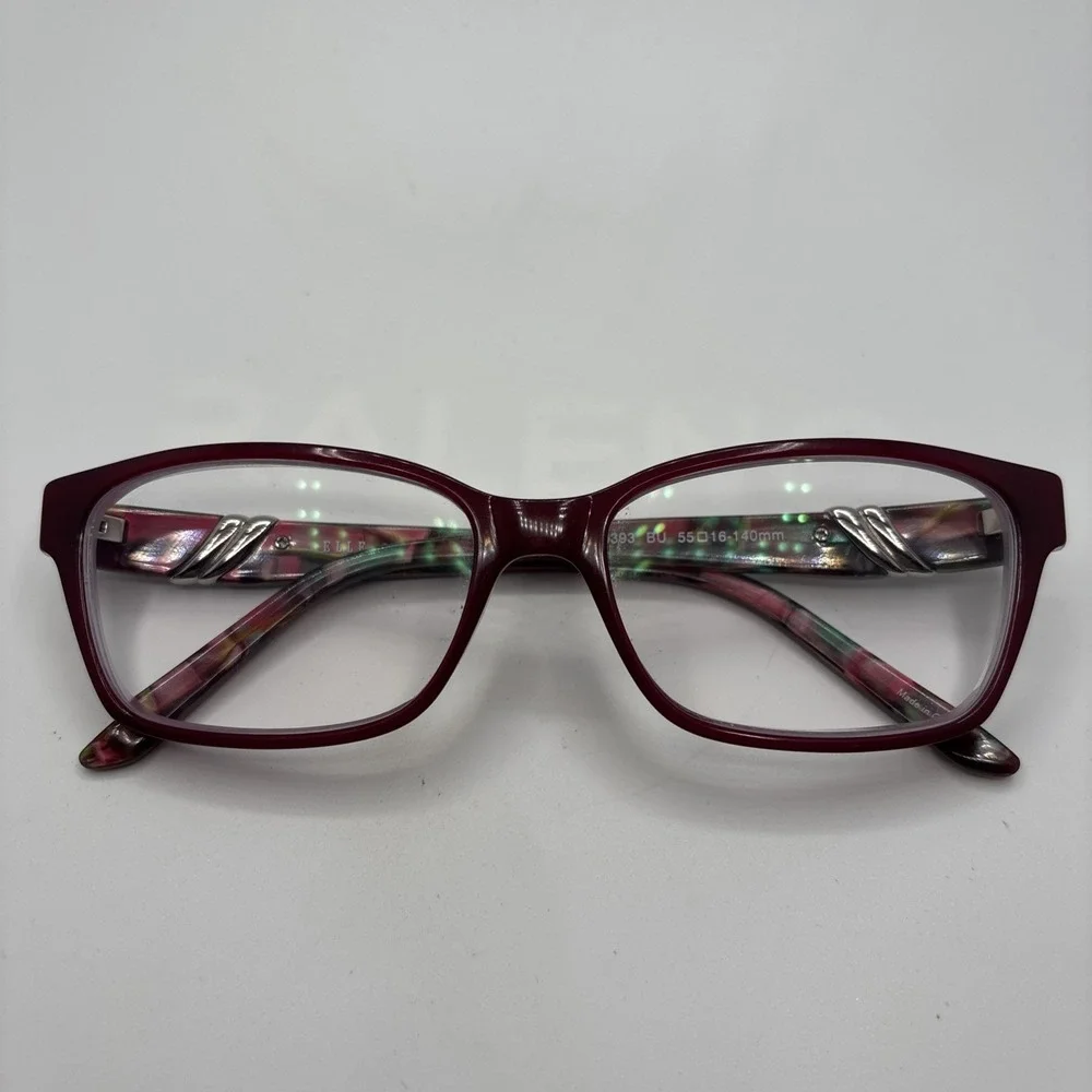 ELLE EL13393 BU BURGUNDY AUTHENTIC EYEGLASSES 55-16-140MM FRAME W/CASE